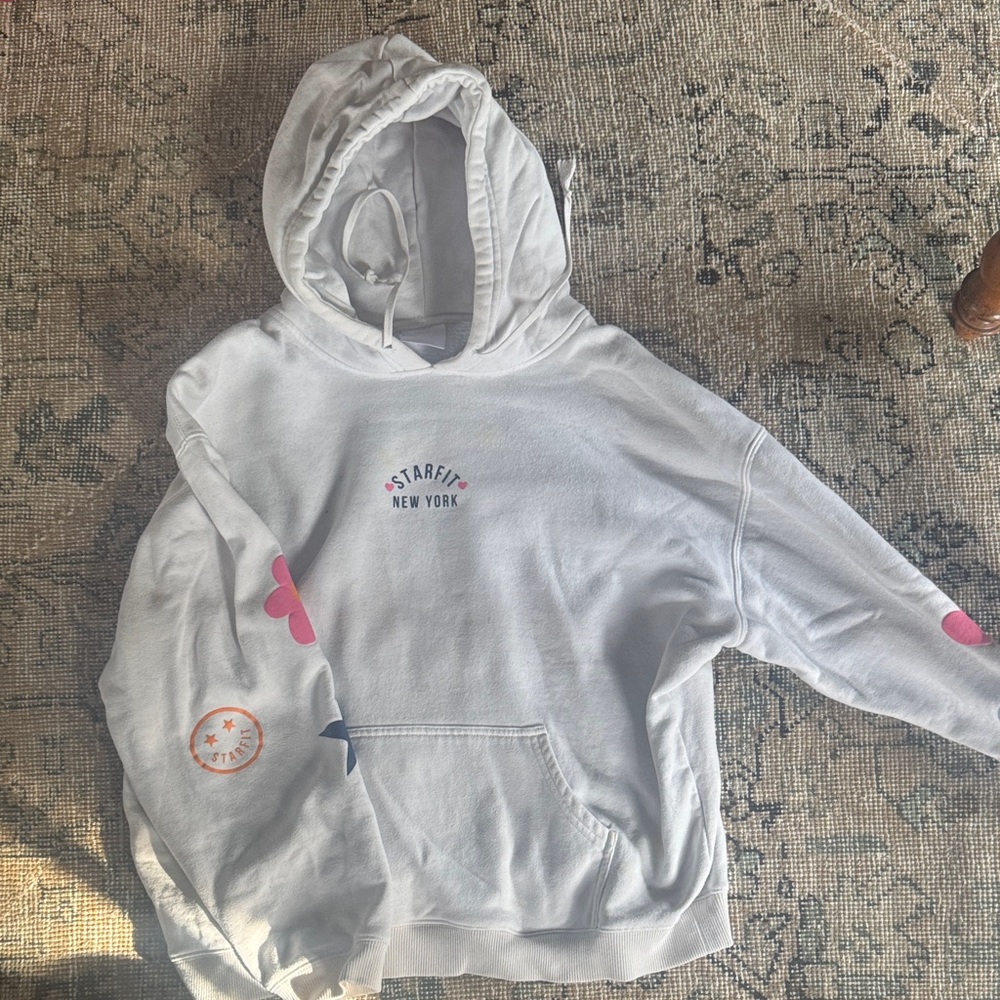 LIMITED EDTION STARFIT White Hoodie with Pink and Blue Accents SIZE L